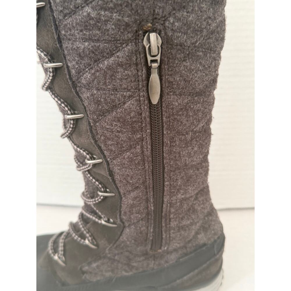 Women's Salomon Gray High Tall Snow Boots Quilted Faux Fur Clima Shield Sz 5 - Picture 5 of 8